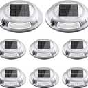 Solar Driveway Lights, 8 Pack Heavy Duty Driveway Lights Solar Powered 2 Color Mode (Cool/Warm White) IP68 Waterproof Outdoor Solar Deck Lights with Ground Stake for Pathway Garden Yard Walkway Dock