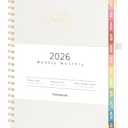 Forvencer 2026 Planner, Hardcover Calendar Planner Weekly and Monthly, Jan 2026 - Dec 2026, 8.5" x 11", Spiral Agenda Book with Tabs, Exquisite Daily Journal Organizer for Home School, Beige