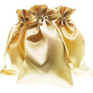 6" x 9" Gold Satin Gift Bags, Jewelry Bags, Wedding Favor Drawstring Baby Shower Christmas 50 Per Pack