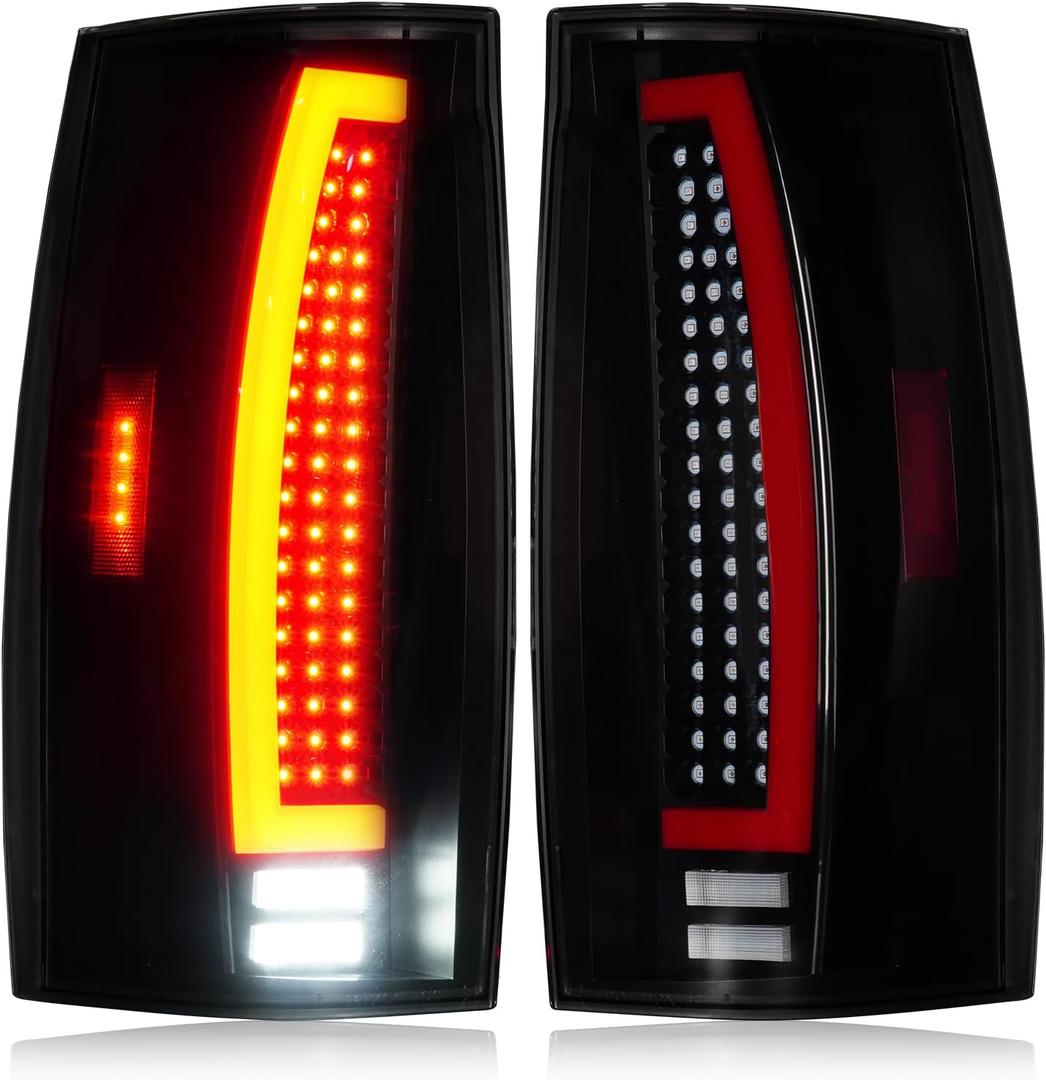 LED Tail Light Assembly Fit for Chevy Suburban 1500 2500, for Tahoe, for GMC Yukon XL 1500 2500 Pickup 2007-2013 (NOT Fit Barn Door & Hybrid Models), Black Housing Clear Lens