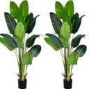 Artificial Bird of Paradise Plant 7Ft Fake Tropical Palm Tree with 17Trunks Faux Banana Leaf Trees in Pot for Home Indoor Outdoor Office Modern Decor Housewarming Gift2pcs (2pack)