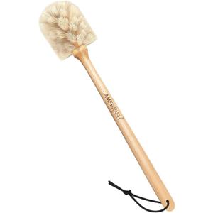 Bottle Brush Cleaner with Horsehair Bristles, 13-3/4 Inch Long Wood Handle Natural Cleaning Brush Cleans and Scrubs Wide Mouth Jars, Glasses, Vases, Mugs and Pitchers