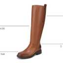 Naturalizer Womens Ontime Knee High Boot English Tea Brown Leather 8 M, Shaft circumference 15.91 Inches, 
Leather or suede upper with closed round toe and 1 3/8 inch block heel. Soft, supple leather drapes into a relaxed slouch.