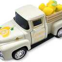 Lemon Decor Vintage Truck Decor with Mini Faux Lemons and Wooden Crate Summer Tiered Tray Decor Lemon Decorations for Home Desk Shelf Farmhouse Kitchen Centerpieces for Tables- Cream
