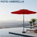 9ft 2-Tiers Patio Umbrella,Outdoor Market Table Umbrella with Push-Button Tilt & Crank | UV Protection,Suit for Backyard,Garden,Pool,Deck(Red)