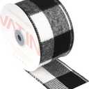 VATIN Black White Buffalo Plaid Ribbon, 2-1/2-Inch x 10 Yards, for Holiday Crafts, Christmas Tree Decor, Ribbon for Gift Wrapping