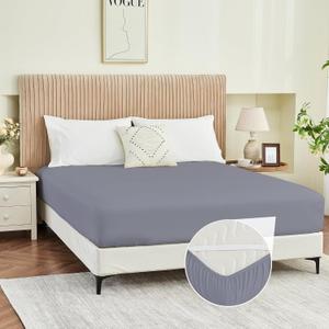 California King Fitted Sheet Only, Corner Straps Ultra Soft Brushed Microfiber Hotel Quality Bottom Sheet, Deep Pocket Fits 8-14 inches Mattresses, Luxury Sheets Cal King Size Bed, Ash
