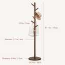 Coat Rack, Solid Wood Coat Rack Freestanding with 6 Hooks, Wooden Coat Tree Freestanding for Hats, Handbags, Coat Stand for Entryway, Bedroom, Hallway - Ideal Gift (Walnut)