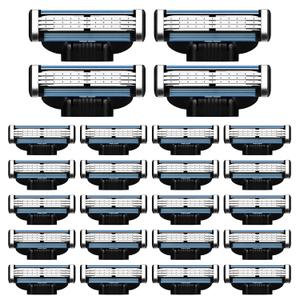 Razor Blade Refills for Men - 24PCS Compatible with mach 3 razor blades refills with Mach3 Razors, Dual Lubrication Blades for Extra Close & Comfortable Shave