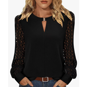 KISSMODA Womens Fashion Blouse Long Sleeve Casual Tunic Solid Basic Top Soft Breathable Tunic Tops 2026 Fall Trendy, 2XL