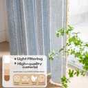 Sutuo Home Boho Curtains for Living Room 90 Inches Long, Semi-Blackout French Country Striped Linen Vintage Shabby Chic Tassels Hollow Window Treatment Bohemian Drape, 1 Panel 52" W x 90" L Blue