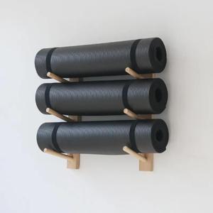 Yoga Mat Holder Wall Mount - Stylish Wood Rack for Foam Roller & Fitness Accessories - Wood Shelf - 3/6/9 Layers - Save Space & Organize Your Home Gym(Size:3 Layer 55cm)