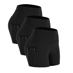 NELEUS Womens 4" High Waist Athletic Spandex Shorts for Yoga with Pockets 3 Packs,Black,US Size L/XL