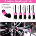 THINKWORK Pink Car Duster Interior Kit, Perfect Car Detailing Brush Kit for Cleaning Windows,Windshield,Dashboard and Air Vents Suitable for All Cars
