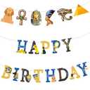 Egypt Birthday Party Banner, Egyptian Happy Birthday Banner, Egyptian Party Decorations, Ancient Egypt Party Decorations, Suit for Cleopatra, King Tut, Pharaoh, Pyramid Themed Decor (Pre-Assembled)