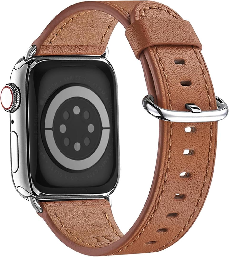 WFEAGL Compatible with Apple Watch Band 41mm 40mm 38mm 42mm(series 11 10) Women, Top Genuine Leather Band for iWatch SE 3 2 1 & Series 11 10 9 8 7 6 5 4 3 2 1