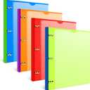 INFUN 1 Inch Telescoping 3 Ring Binder - 4PCS, Flexible Round Binder with Customizable Front Cover and Clear Catalog Pocket, 1 Inch Rings, 225 Sheet Capacity- Green, Red, Orange, Blue