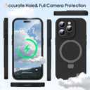 Mag-Ring Designed for iPhone 15 Pro Max Case, Liquid Silicone [Moisturizing Factor] Extreme Soft Slim Phone Case with Stand [Compatible with MagSafe] for 15 Promax 6.7 inch Men Women, Black