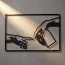 Zckjnoi Funny Metal Wall Art Sculpture Inspired by Creation of Adam 15.8"x10" Black Iron Laser Cut Wall Decor Creative Home and Bathroom Wall Decoration
