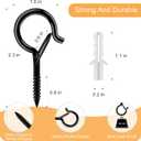 Black Screw Hooks with Safety Lock 2.3" Rustproof Metal Ceiling Hooks for Hanging Plants, Baskets,String Lights & Outdoor Decor, 40LB Capacity (40, Black)