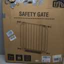 29"-40" Baby Gate for Stairs, Auto Close Stroller Friendly Dog Gate Indoor for Doorways, Pressure Mounted Baby Gate, Easy Walk Through Gate for Children & Pets, Brown, 29-40"Wide, 28"Tall