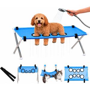 Dog Grooming Hammock with Foldable Stand Pet Bathing Harness Washing Station for Dogs and Cats