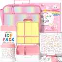 Fimibuke Kids Bento Snack Lunch Box with 4 Compartment, Insulated lunch Bag, Stainless Steel Vacuum Thermos Food Jar, Ice Pack, Utensils Set, Birthday Gift for Age 3-12 Back to School Toddler Girl Boy (A1.Rainbow)