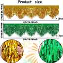 6 Pack 10 Ft Green Gold Foil Fringe Garland Metallic Streamers Tinsel Banner Wall Hanging Backdrop for Wedding Birthday Anniversary Party Decor (God&Green)