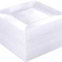 WDF 60PCS Clear Plastic Plates-9.5inch Square Disposable Plates - Premium Square Plastic Dinner Plates-Clear Dinner Plates Perfect for Wedding & Parties