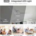 52 Inch Ceiling Fan with Light, Remote Control Flush Mount Low Profile for Bedroom Living Room Home Office,DC Motor,Reversible,White