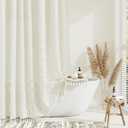 Dynamene 78 Inches Long Shower Curtain, Boho Tufted Geometric Striped Tall Cloth Shower Curtains for Bathroom Decor, Large Hotel Spa Luxury Shower Curtain Set with Hook, Wrinkle Free, Cream, 72x78 (72"W x 78"L (Pack of 1), Cream)