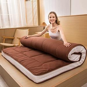 MAXYOYO Futon Mattress, Japanese Floor Mattress Quilted Bed Mattress Topper, Extra Thick Mattress Folding Sleeping Pad Breathable Floor Lounger Guest Bed for Camping, Coffee, Twin