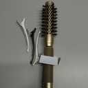 AIMIKE Round Hair Brush, 1 inch Barrel with Boar Bristles, Nano Thermal Ceramic & Ionic Tech, for Blow Drying, Styling, Curling and Shine + 4 Clips (Gold, Unisex, Fine Hair, Short Hair, Anti-Frizz)