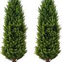 Artificial Cedar Topiary Trees for Outdoors Realistic Faux Cedar Pines Cypress Trees Faux Evergreen Plants for Home Porch Decor Set of 2 (48inch)