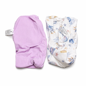 ZIGJOY SharkFin Transition Swaddle 1.0 Tog Baby Sleep Sack Soft Cotton Transitional Swaddle Baby Wearable Blanket with 2Way Zipper for All Seasons, Purple&Space, 6-12 Months