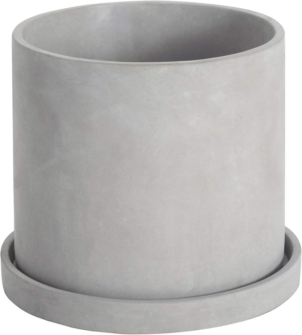 Ekirlin 5 Inch Flower Plant Pot Indoor - Grey Cement Garden Planter Concrete Planter with Drain Hole Saucer, Modern Succulents Containers for Home Decor, Office & Outdoor (A1.gray)