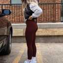 ZFLM Women's Yoga Pants High Waist Velvet Casual Warm Tight Women's Athletic Pants (Red, XL)