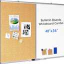 EasyPAG White Board Cork Board Combo 48 x 36 inch Wall Mount Magnetic Whiteboard for Office Home and School (48x36 inch)
