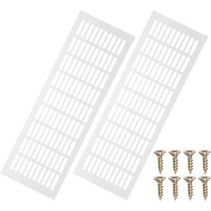 PATIKIL 2 Pcs 18 x 6 Inch Door Air Vent Cover, Aluminum Grille Ventilation Cover with Mounting Screws for Cabinet Wardrobe Ceiling Door, White