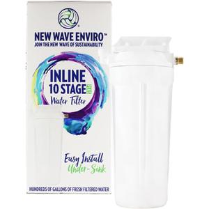 New Wave Enviro 10 Stage Water Filter, Inline Design, 800 Gallon Filter Life, Renter Friendly Water Filter, White Color