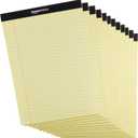 Amazon Basics 50 sheet Wide Ruled Lined Writing Note Pad, 8.5" x 11.75", 12-Pack, 600 Perforated Sheets, Canary