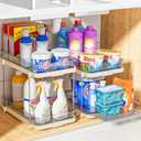 Delamu 2-Tier Multi-Purpose Bathroom Under Sink Organizers and Storage, Stackable Kitchen Pantry Organization, Pull Out Medicine Cabinet Organizer with Movable Dividers, Beige, 2 Pack