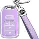 for Honda Key Fob Cover with Keychain, Car Key Case Shell Protector for Honda Accord | Civic | Pilot | CRV Passport Insight EX Fit Odyssey | 2015-2021 | 5 Buttons, Purple