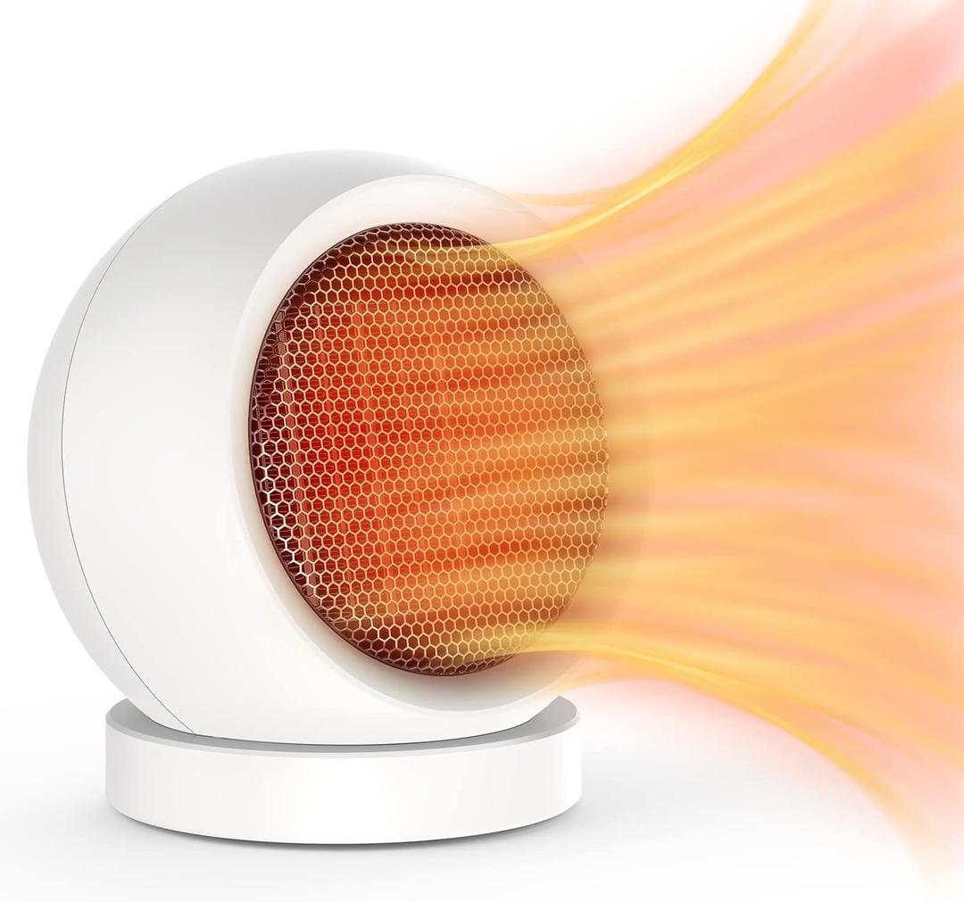 Desk Heater,600W Energy Efficient Desktop Heater for Indoor Use,Safe and Quiet for Bedroom Home Office Use(White)