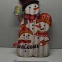 Gisafai 30" H Metal Christmas Snowman Stake Outdoor Family Yard Signs Metal Stake for Christmas for Home Lawn Garden Pathway Driveway Holiday Decoration