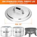Fire Pit Lid for Solo Stove Bonfire 2.0-19.5" Stainless Steel Fire Pit Lid Cover with Heat-Resistant Handles, for Solo Stove Bonfire Accessories, Camping for Other 19.5" Firepit