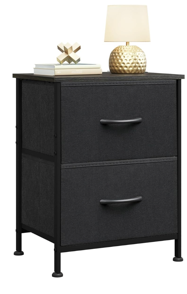 WLIVE White Nightstand, 2 Drawer Dresser for Bedroom, Small Night Stand with Fabric Drawers, Bedside Furniture, End Table for Bedroom, Closet, Entryway, College Dorm (1 Piece)