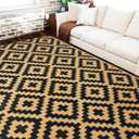 SAND MINE Reversible Mats, Plastic Straw Rug, Modern Area Rug, Large Floor Mat and Rug for Outdoors, RV, Patio, Backyard, Deck, Picnic, Beach, Trailer, Camping, Black & Brown, 6' x 9'