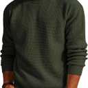 PJ PAUL JONES Mens Sweater Crewneck Knit Sweaters Casual Waffle Pullover Sweater for Men (Large, Army Green)
