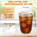 Ziliny 50 Pack 16oz Clear Plastic Cups with Strawless Sip Lids Disposable Iced Coffee Cups Pet Crystal Round Bottom Tumblers for Iced Coffee, Cold Drinks, Smoothie, Drink Shops and Party Catering